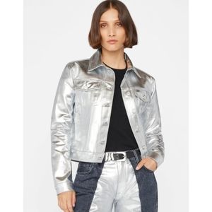 FRAME Le Vintage Silver Luxury Denim Jacket Large NWT